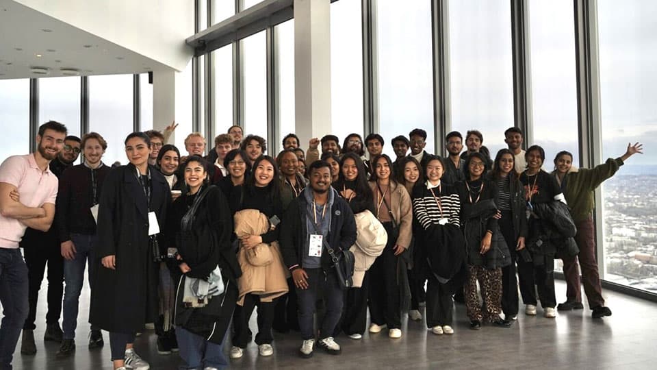 the group of students pose for a picture