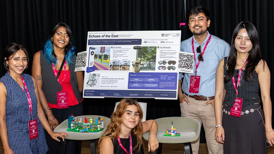 Students standing around their project at the Collaborate Project Show 2026