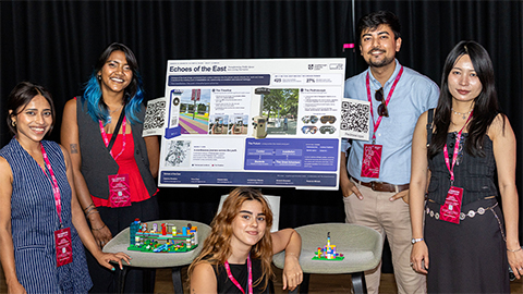 Students standing around their project at the Collaborate Project Show 2026
