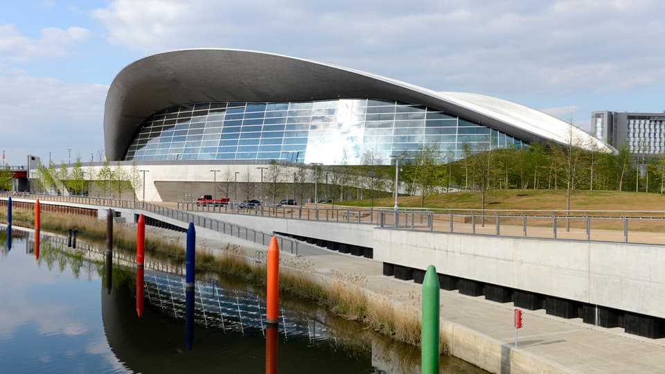 Outside view of the London Aquatics Centre