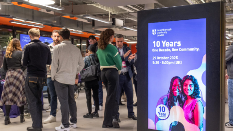 People stood networking during a careers event